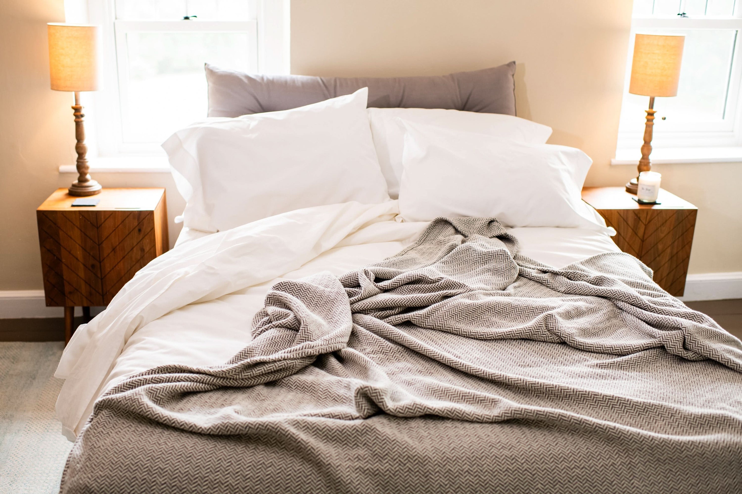 American Blossom Linens Blankets Herringbone Weave Cotton Blanket