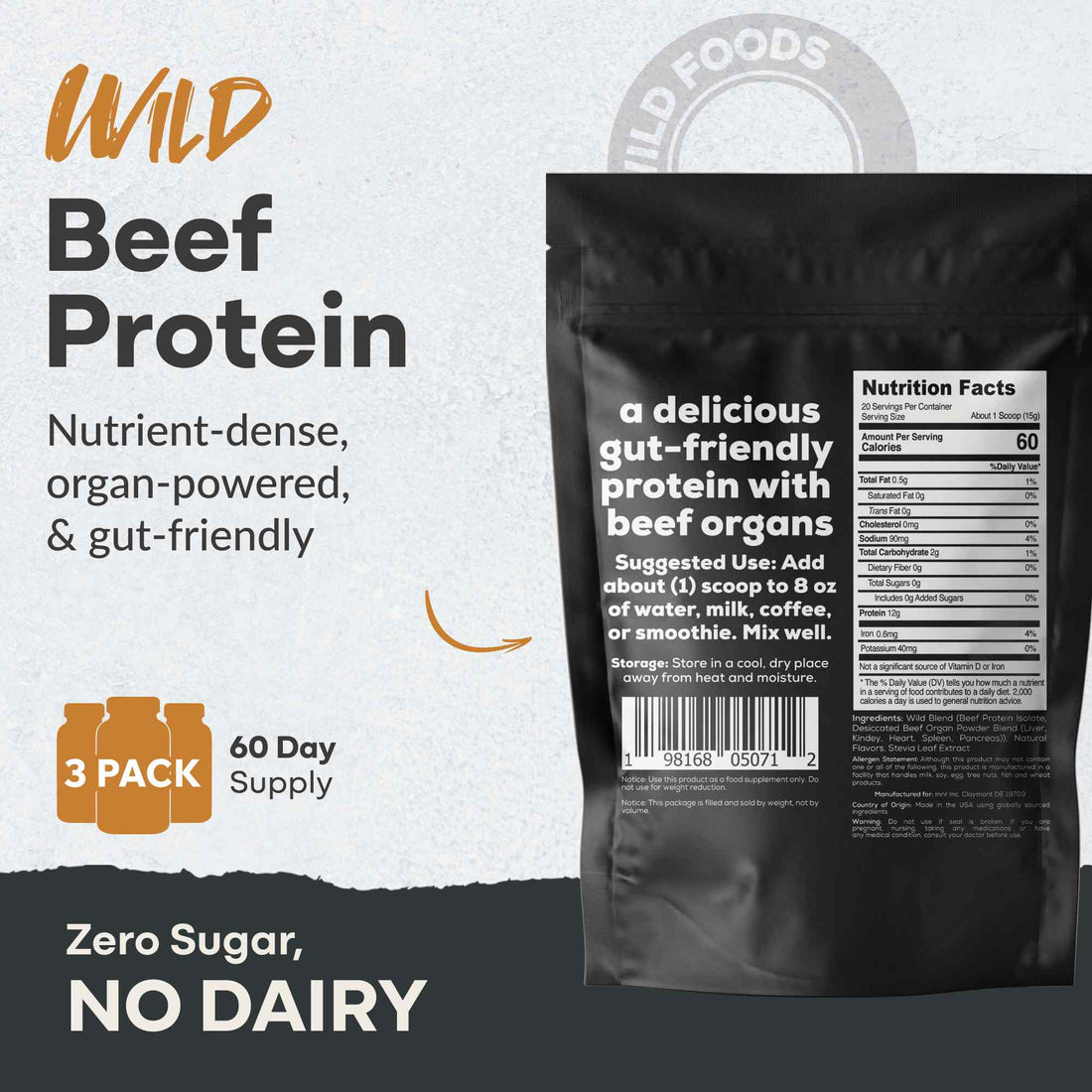 Beef Protein, 20 servings – Grass-Fed Muscle Recovery Protein