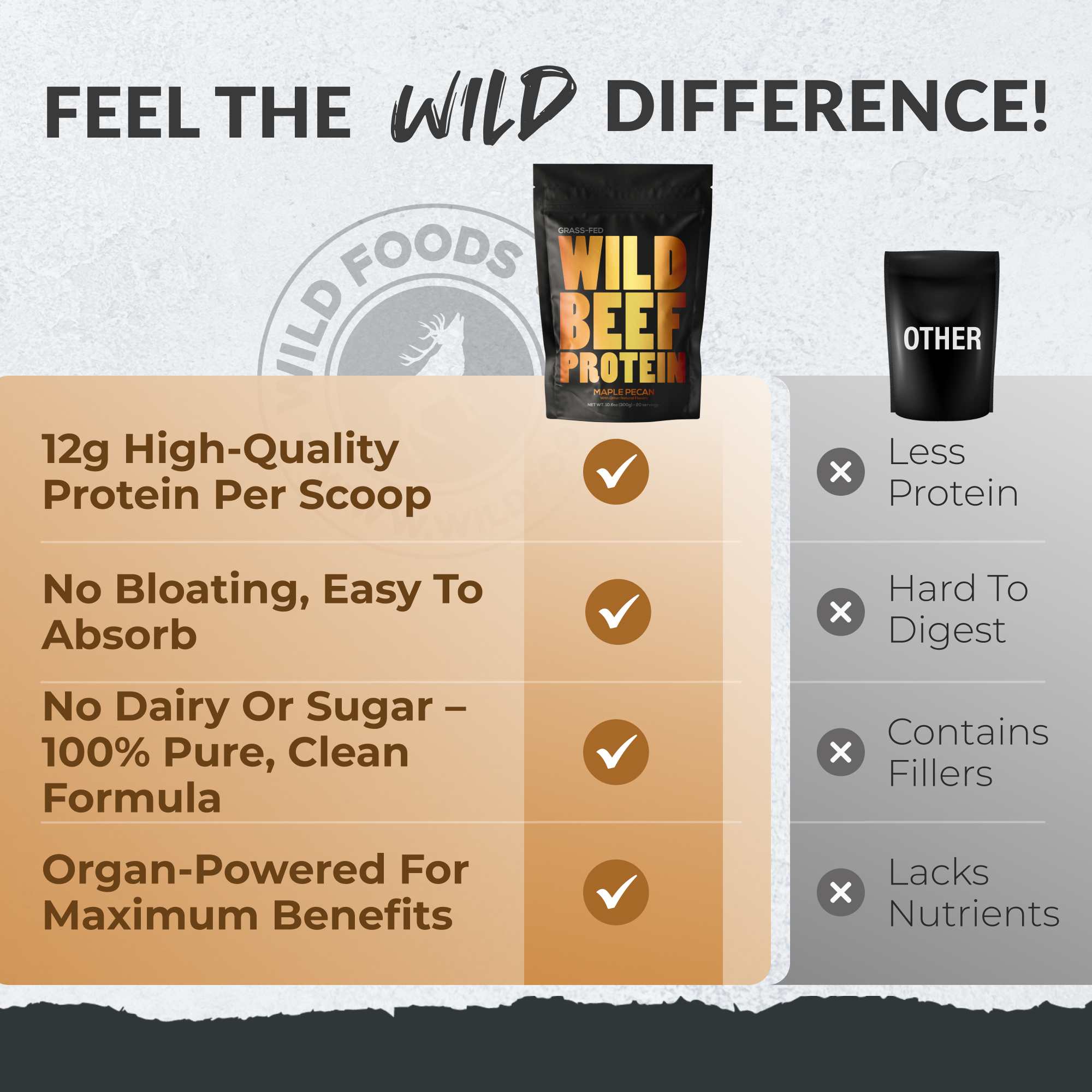 Wild Foods Protein Beef Protein, 20 servings – Grass-Fed Muscle Recovery Protein