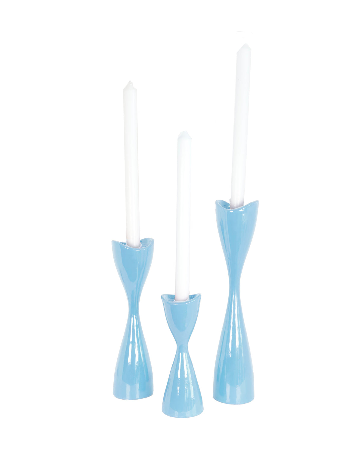 Tulip Candlestick Holders in Big Sky Blue