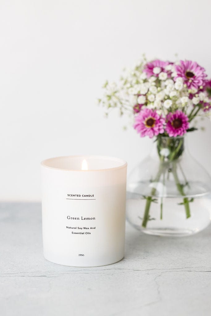 Lizush Green Lemon Scented candle - Big Glass Jar