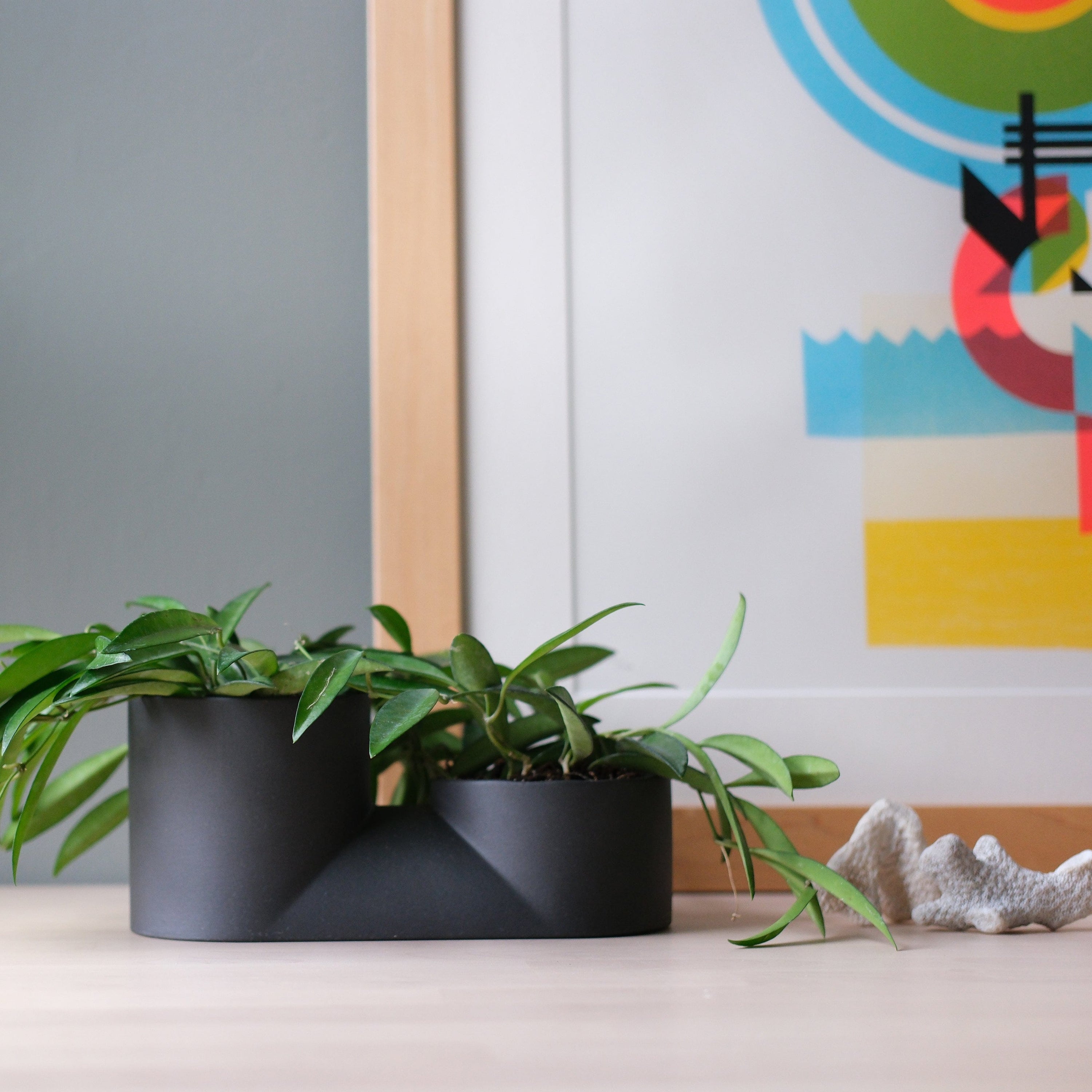 Misewell Pots &amp; Planters Black Double Planter