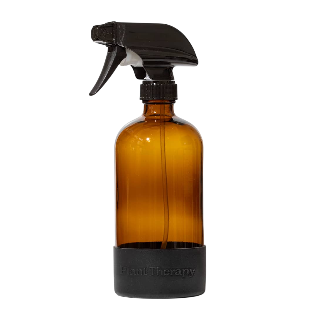 Glass Spray Bottle with Black Silicone Sleeve 16 oz