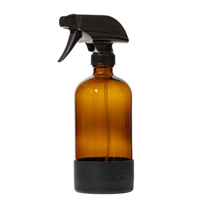 Glass Spray Bottle with Black Silicone Sleeve 16 oz