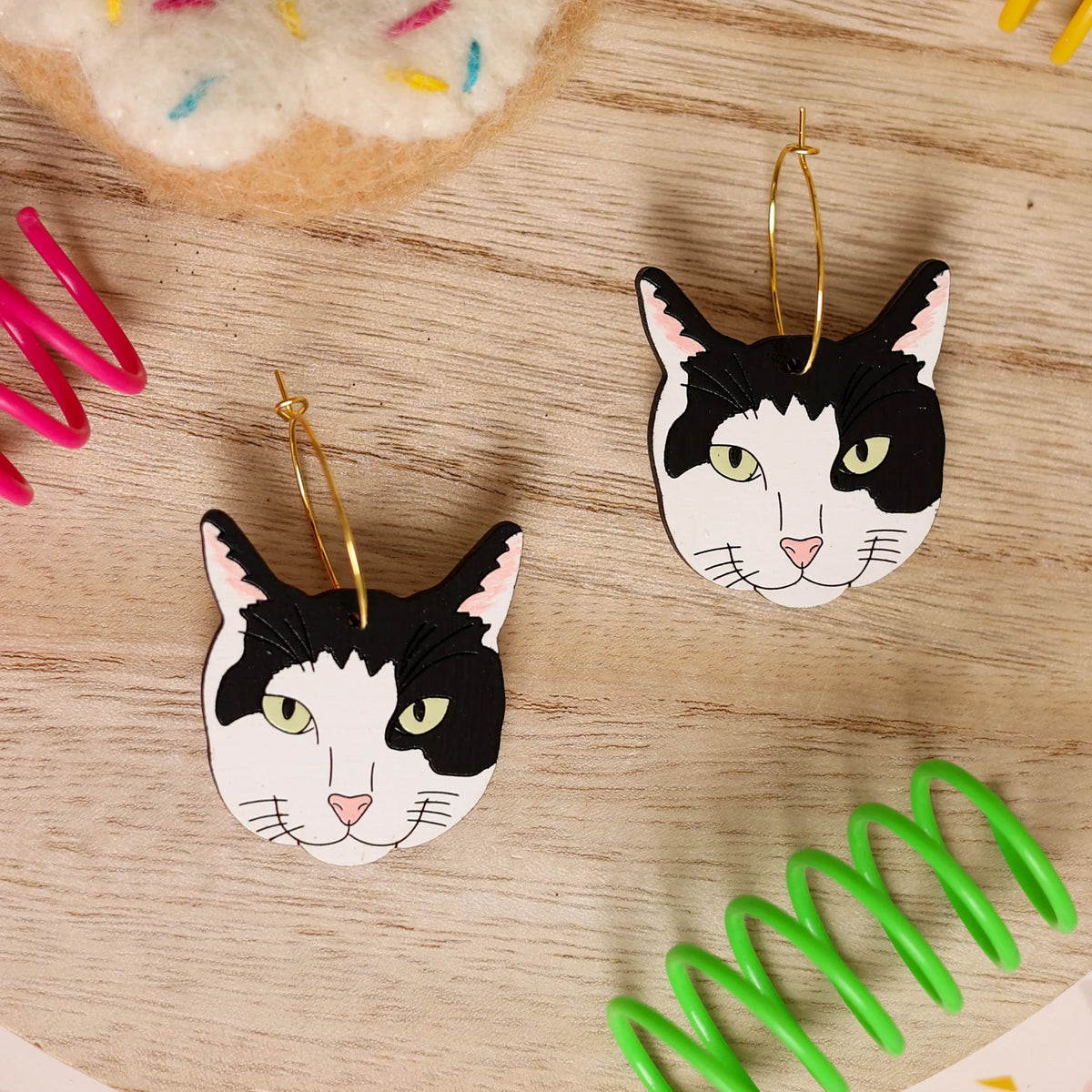 Black &amp; White Cat Hoops