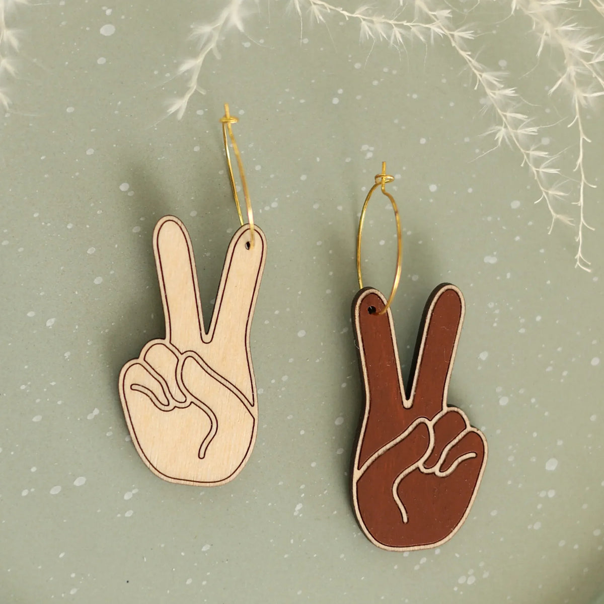 Black &amp; White Peace Hoops