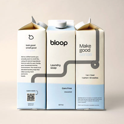 Bloop Laundry Soap 32 oz Carton Natural Laundry Soap - Care Free (Unscented)