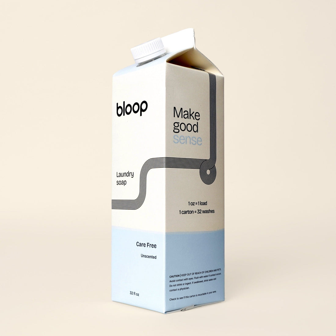 Bloop Laundry Soap 32 oz Carton Natural Laundry Soap - Care Free (Unscented)