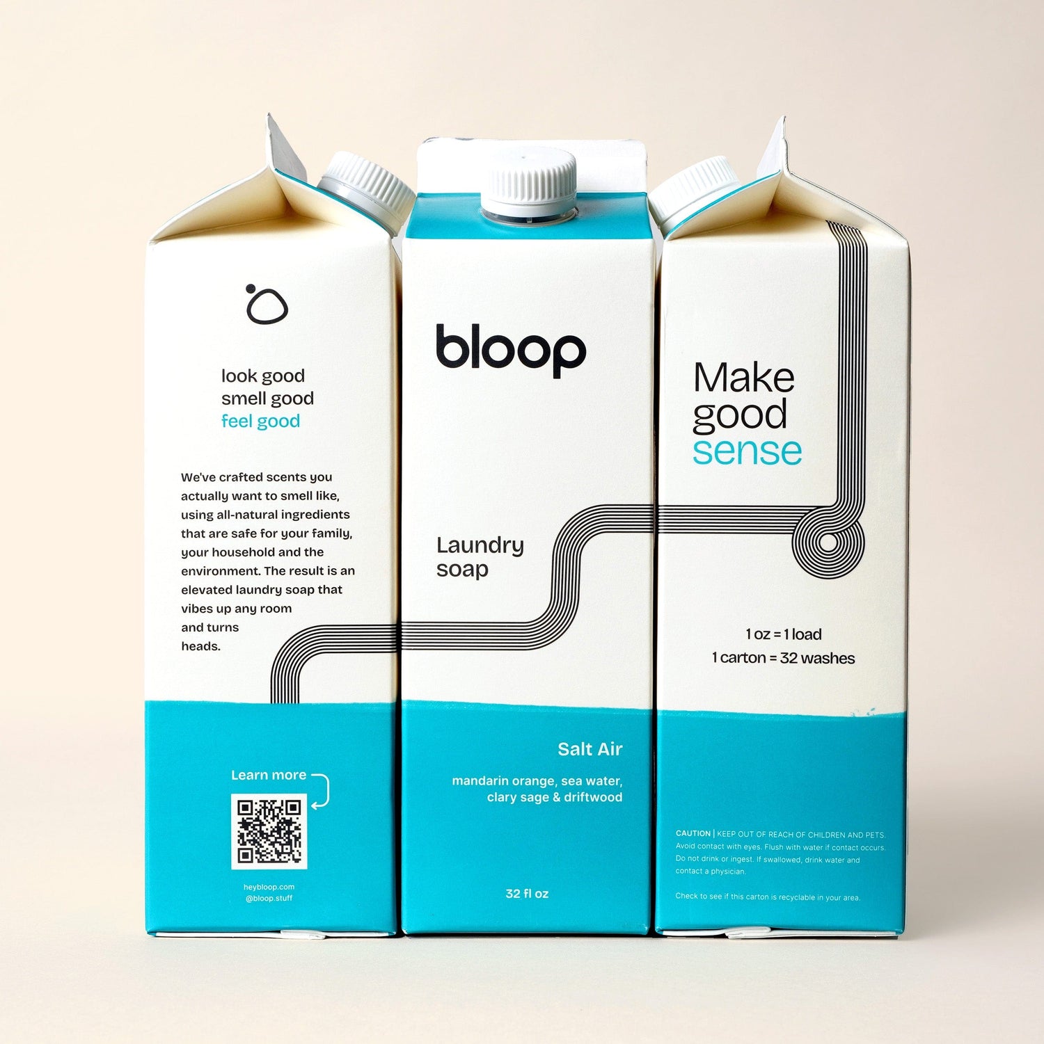Bloop Laundry Soap 32 oz Carton Natural Laundry Soap - Salt Air