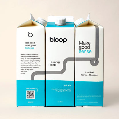 Bloop Laundry Soap 32 oz Carton Natural Laundry Soap - Salt Air