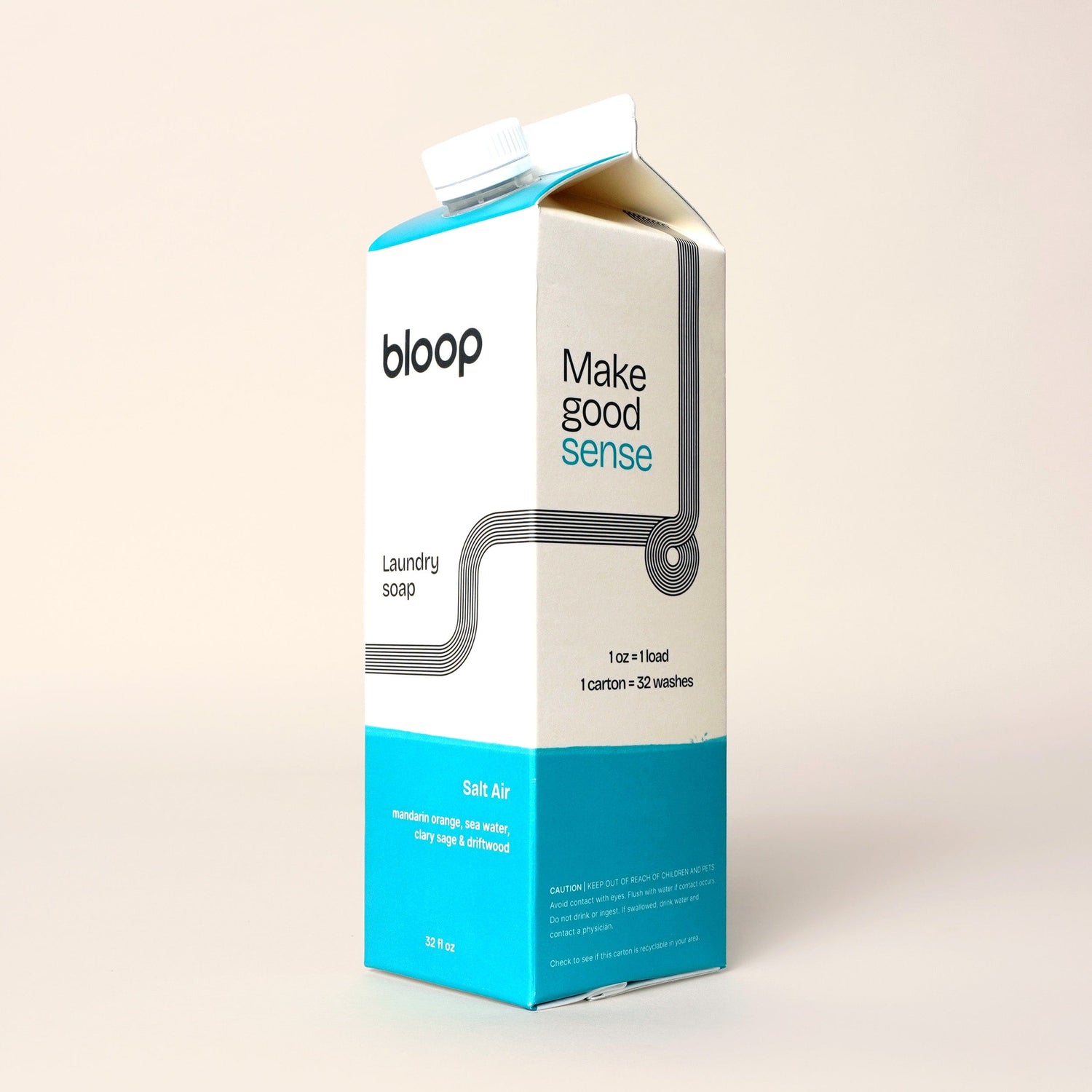 Bloop Laundry Soap 32 oz Carton Natural Laundry Soap - Salt Air