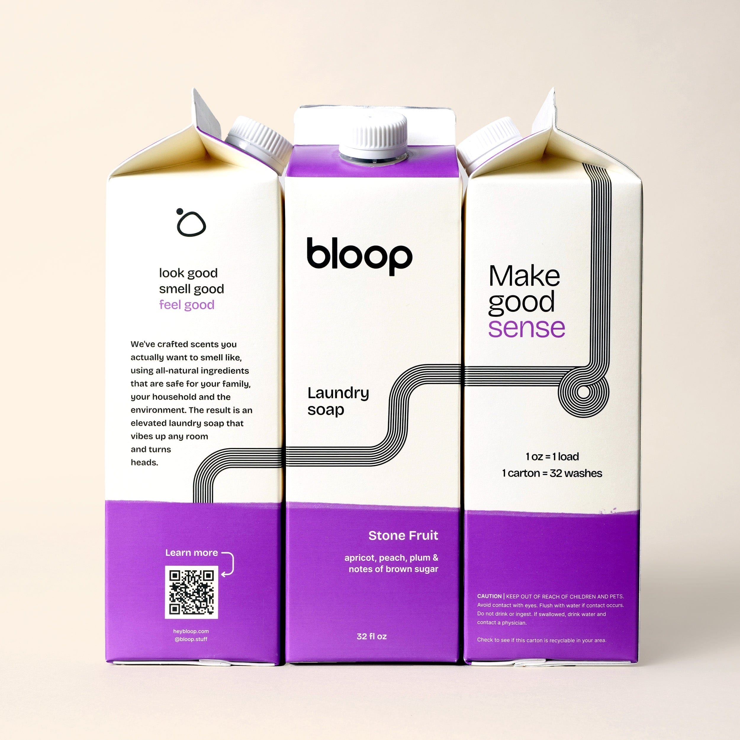 Bloop Laundry Soap 32 oz Carton Natural Laundry Soap - Stone Fruit