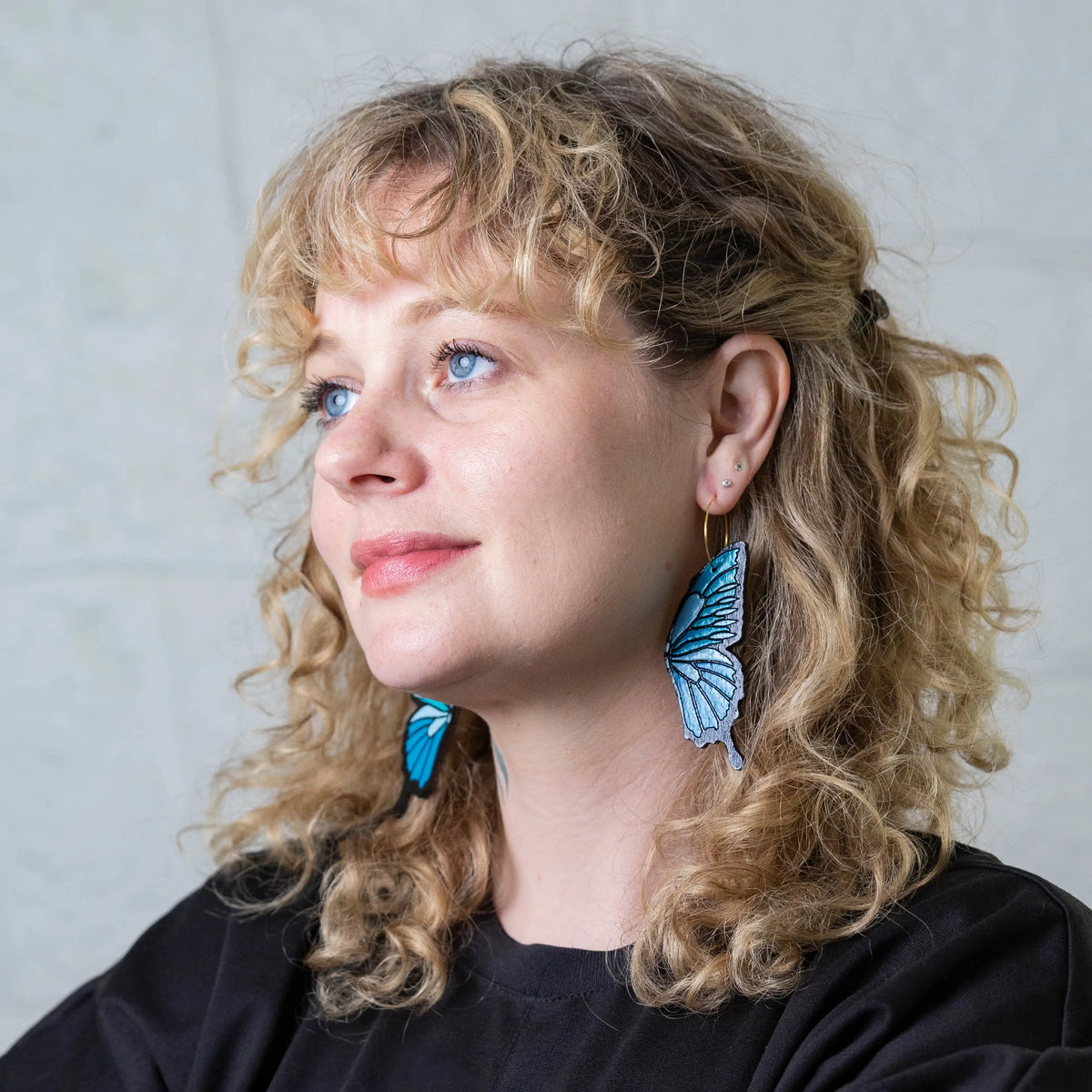 Blue Butterfly Hoops