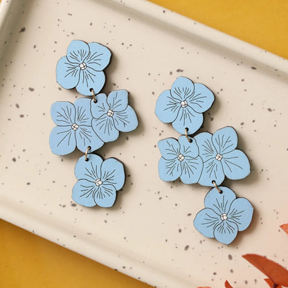 Powder Blue Hydrangea Statement Earrings