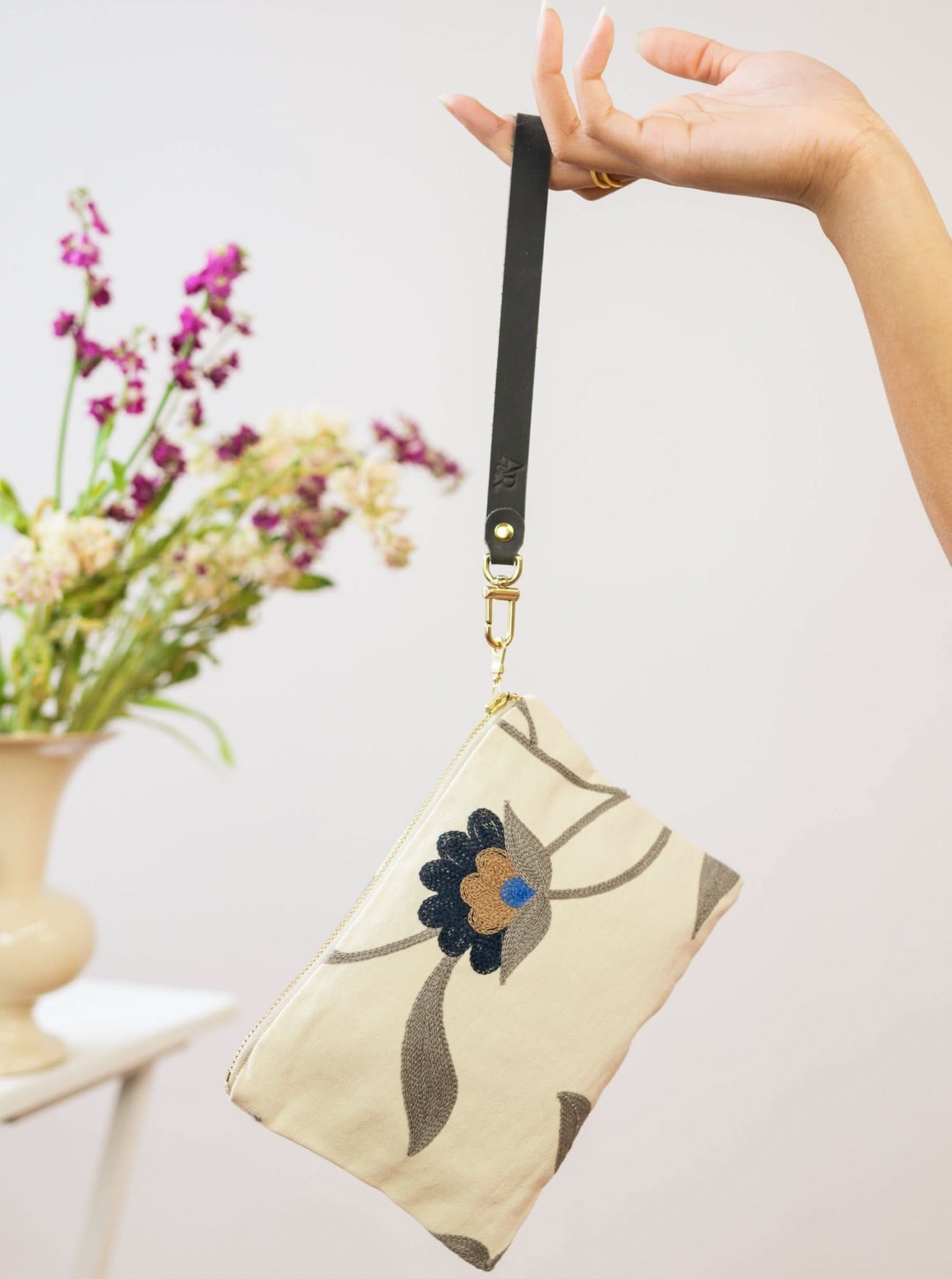 Ash &amp; Rose Blue Poppy Wristlet Purse