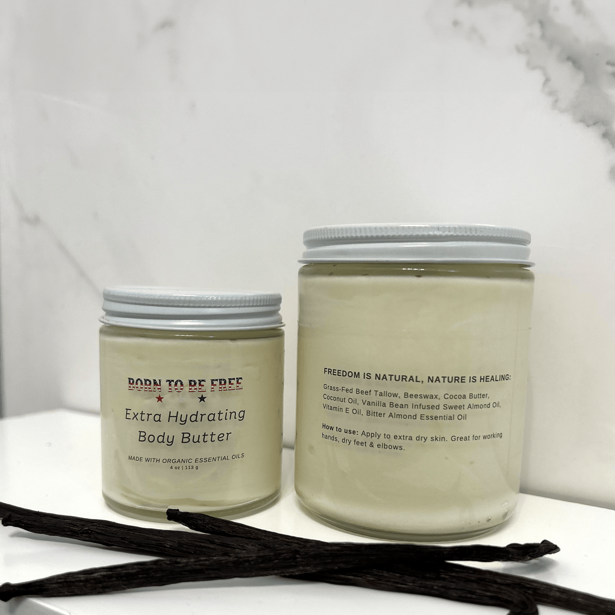 Born To Be Free Body Butter 8 oz Glass Jar Extra Hydrating Body Butter