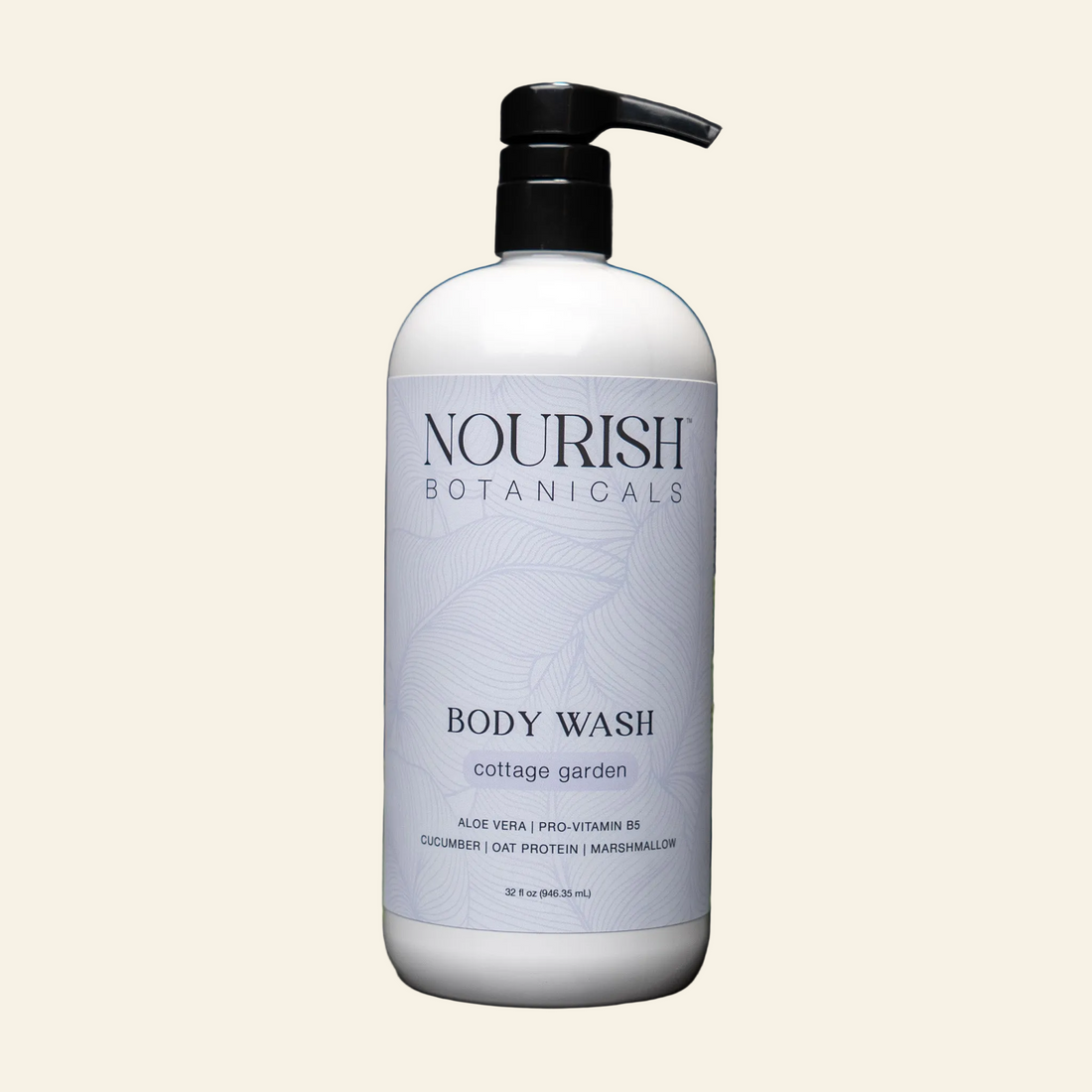 A bottle of Nourish Botanicals Body Wash in the &
