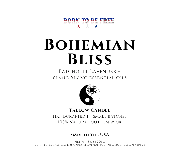 Born To Be Free Candle 8 oz Bohemian Bliss Tallow Candle