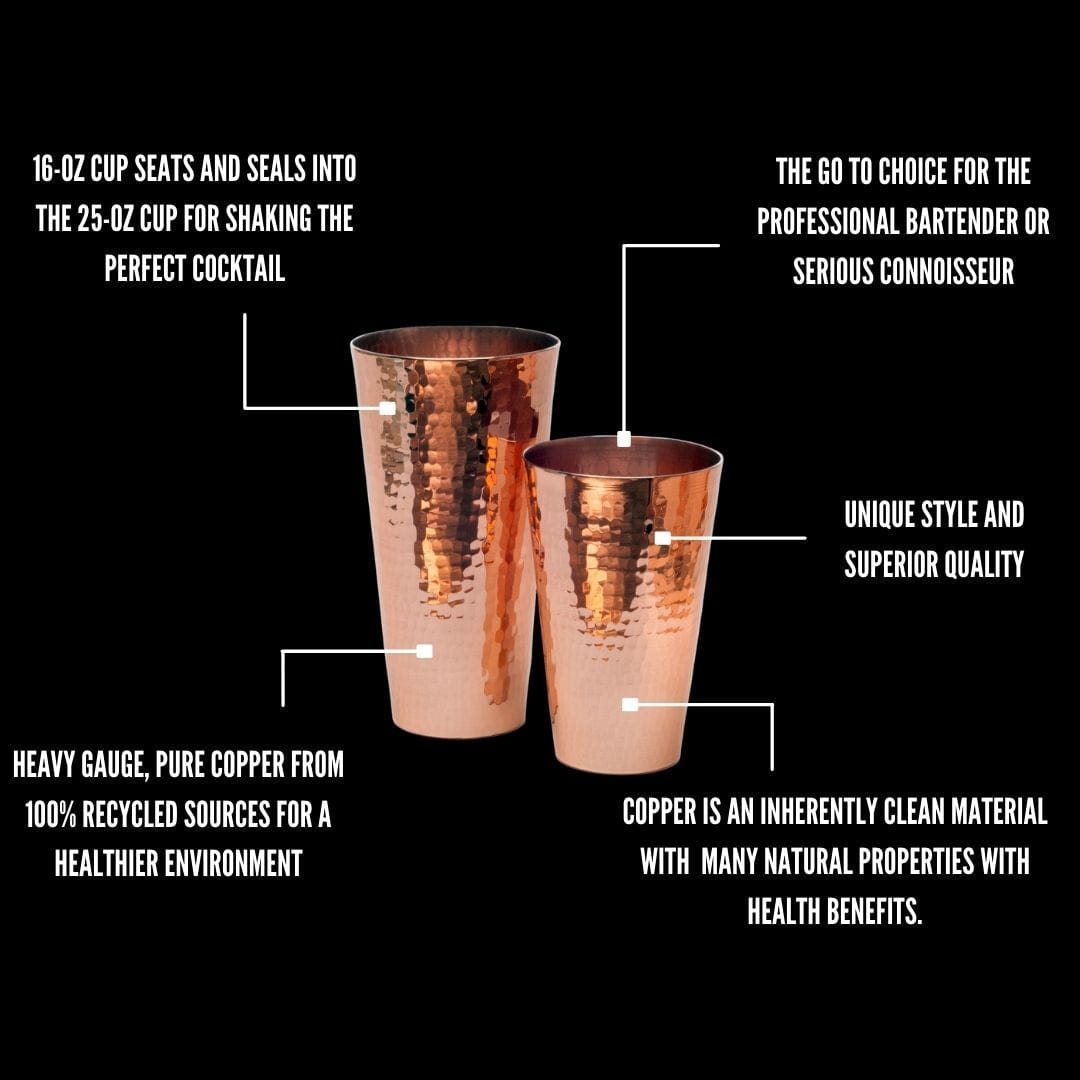 Sertodo Barware &amp; Bar Tools Boston Copper Cocktail Shaker Set