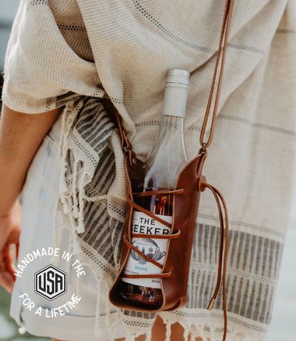 The Local Branch Leather Rambler Bottle Sling - USA Made