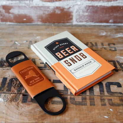 The Local Branch Provisions New York Map Excelsior Leather Wrap / Caramel Bottle Opener - USA Made