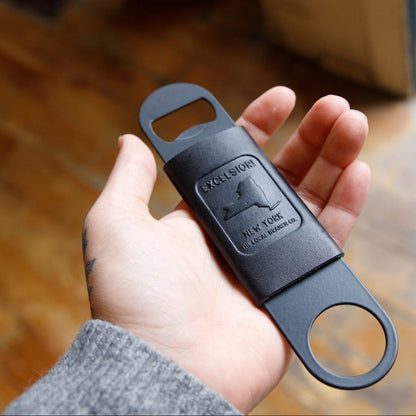 The Local Branch Provisions New York Map Excelsior Leather Wrap / Black Bottle Opener - USA Made