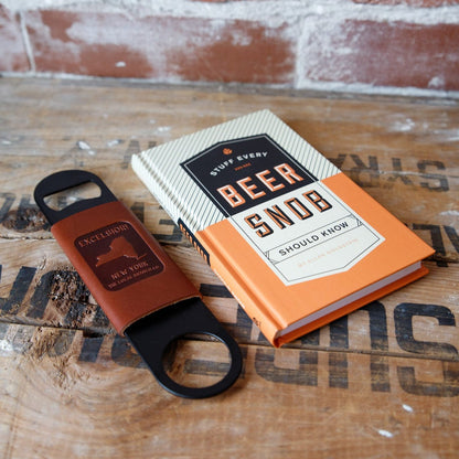 The Local Branch Provisions New York Map Excelsior Leather Wrap / Mahogany Bottle Opener - USA Made