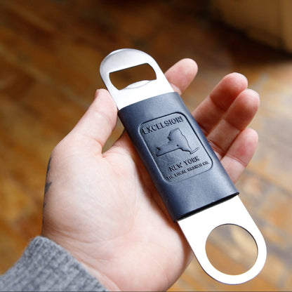 The Local Branch Provisions New York Map Excelsior Leather Wrap / Lake Bottle Opener - USA Made