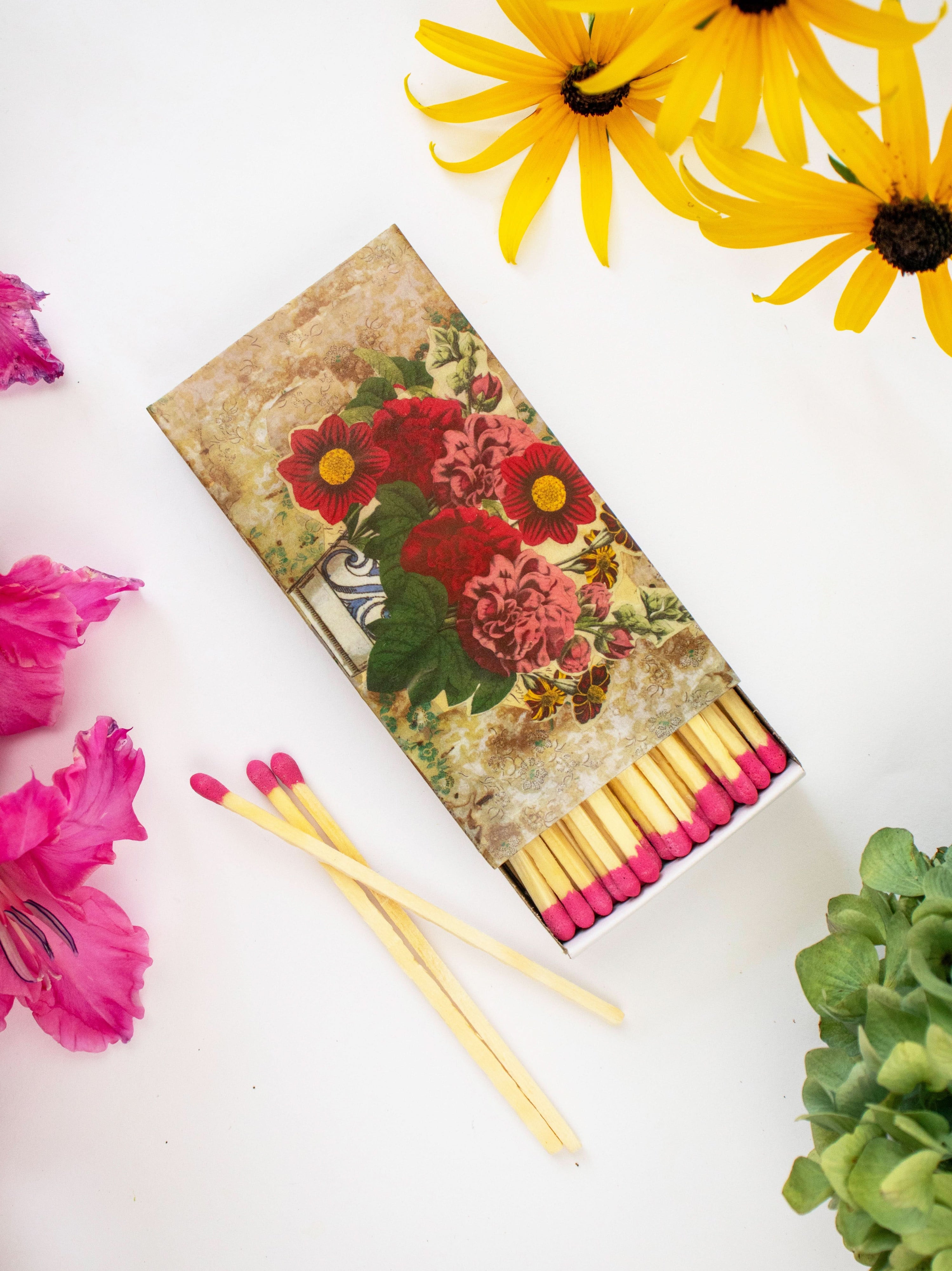 Ash &amp; Rose matches Bouquet Collage Opulent Designer Matchbox