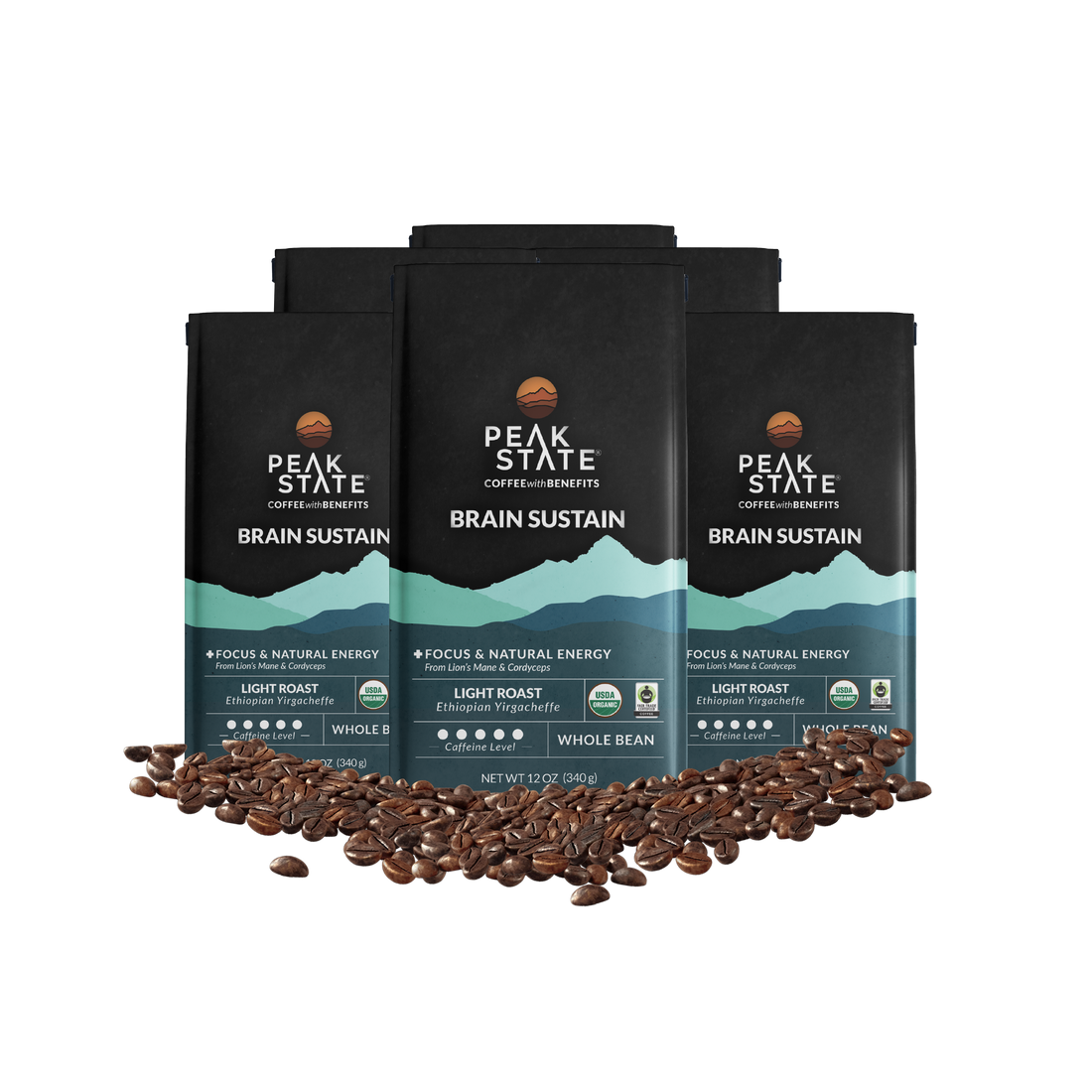 Wholesale Only - Case of 6 - BRAIN SUSTAIN Light Roast - My American Goods