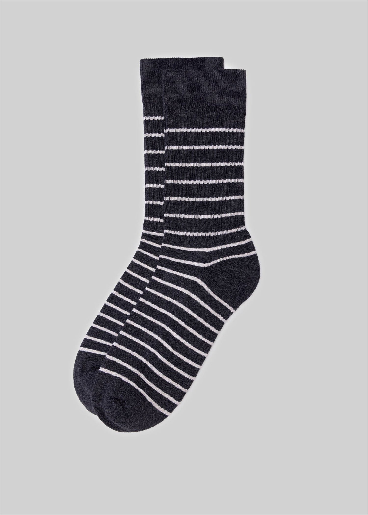 American Trench Socks charcoal/natural / REG The Brittany Stripe