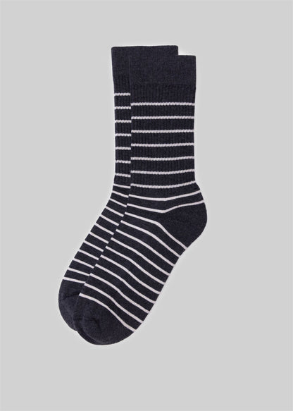 American Trench Socks charcoal/natural / REG The Brittany Stripe