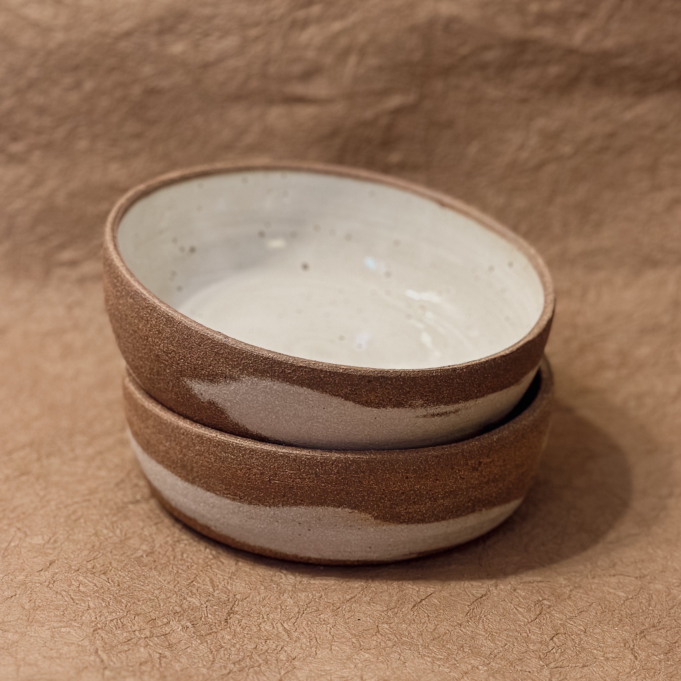 Olivia Snow Ceramics Bowl 7" Brown and White Marbled Ceramic Coupe Bowl