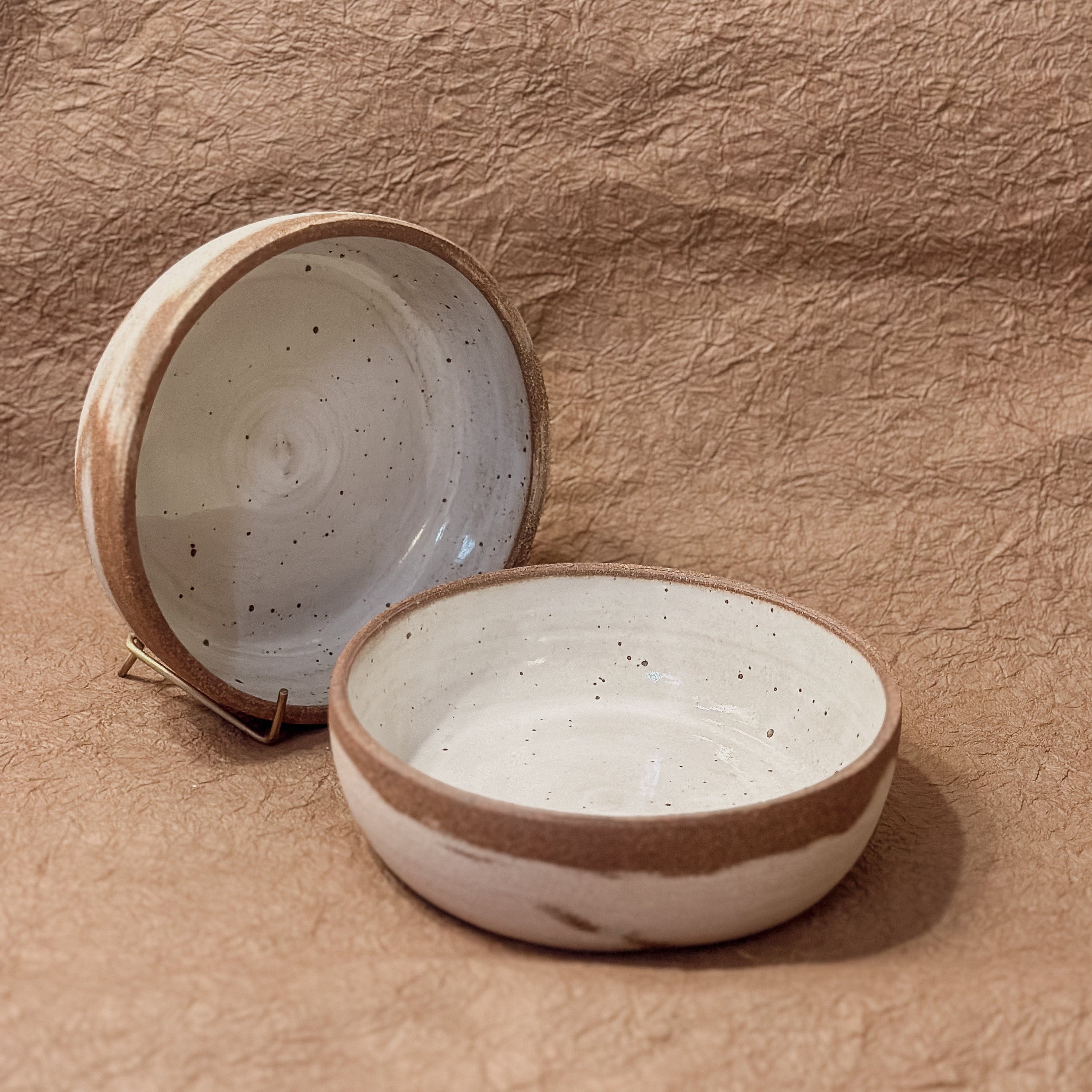 Olivia Snow Ceramics Bowl 7" Brown and White Marbled Ceramic Coupe Bowl