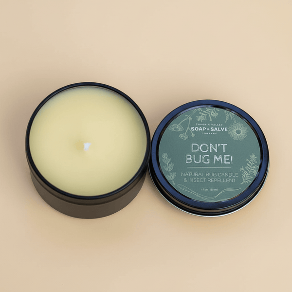 Chagrin Valley Soap & Salve Bug Repellent 4 fl oz Tin Body & Massage Candle: Don't Bug Me! Insect Repellent Candle