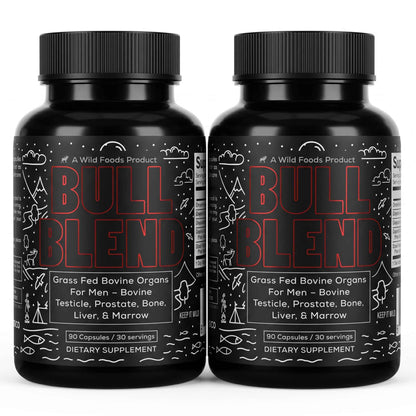 Wild Foods Supplements 2x - 180 caps (Save $10!) Bull Blend, 30 servings – Natural Male Hormone &amp; Energy Support