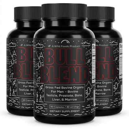 Wild Foods Supplements 3x - 280 caps (Save $15!) Bull Blend, 30 servings – Natural Male Hormone &amp; Energy Support