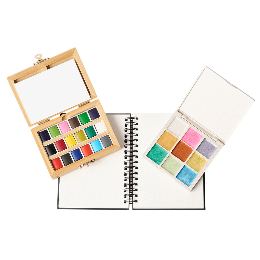 Watercolor Essentials Bundle | Bamboo Case, Metallics, &amp; Paper Pad