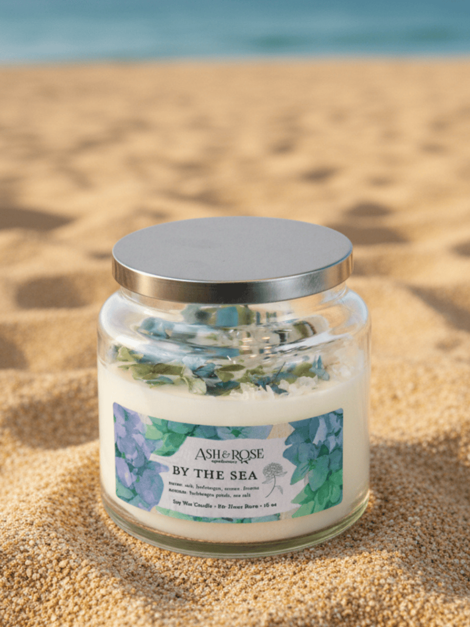 Ash &amp; Rose candle BY THE SEA Hydrangea Sea Salt Candle