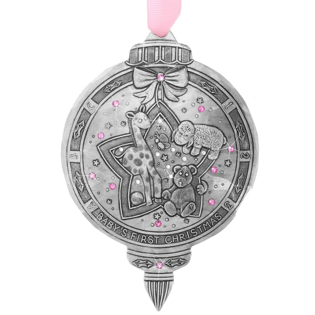 Baby Girl’s First Christmas Ornament with Crystals