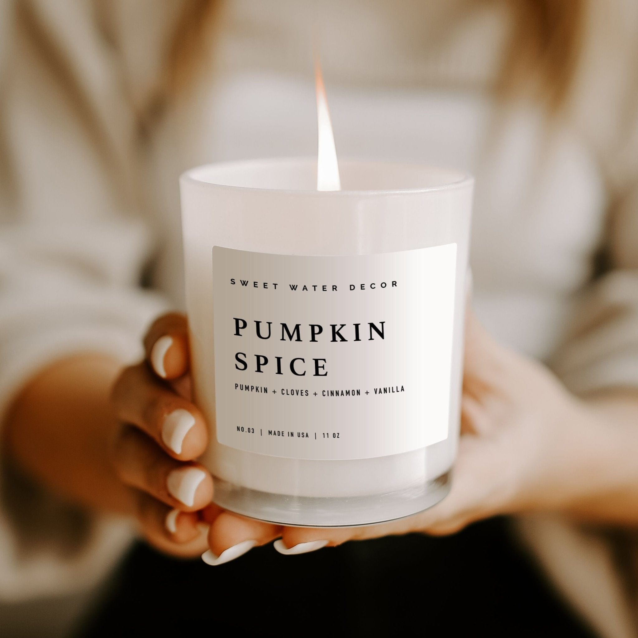 Sweet Water Decor Candles Pumpkin Spice Soy Candle - White Jar - 11 oz