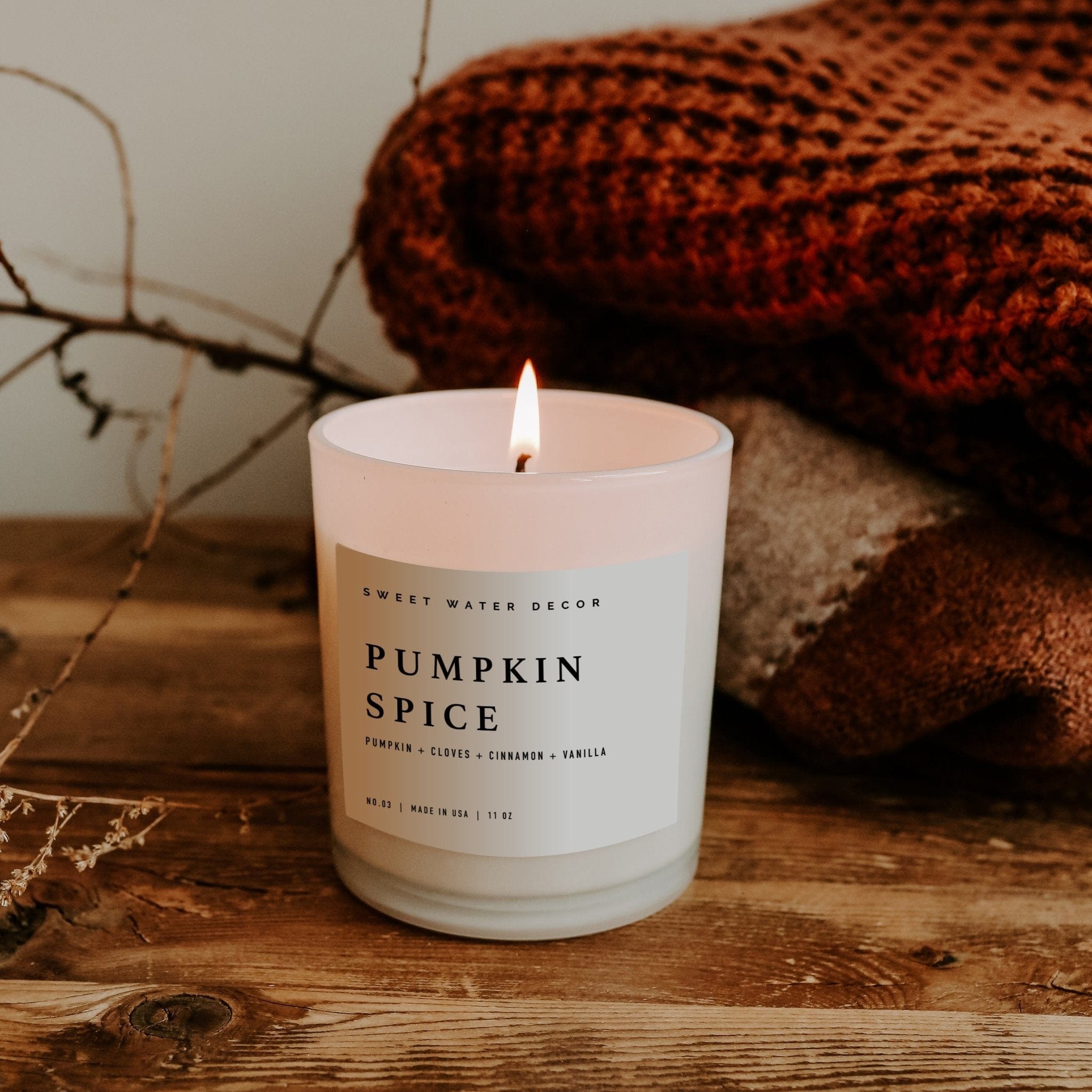 Sweet Water Decor Candles Pumpkin Spice Soy Candle - White Jar - 11 oz