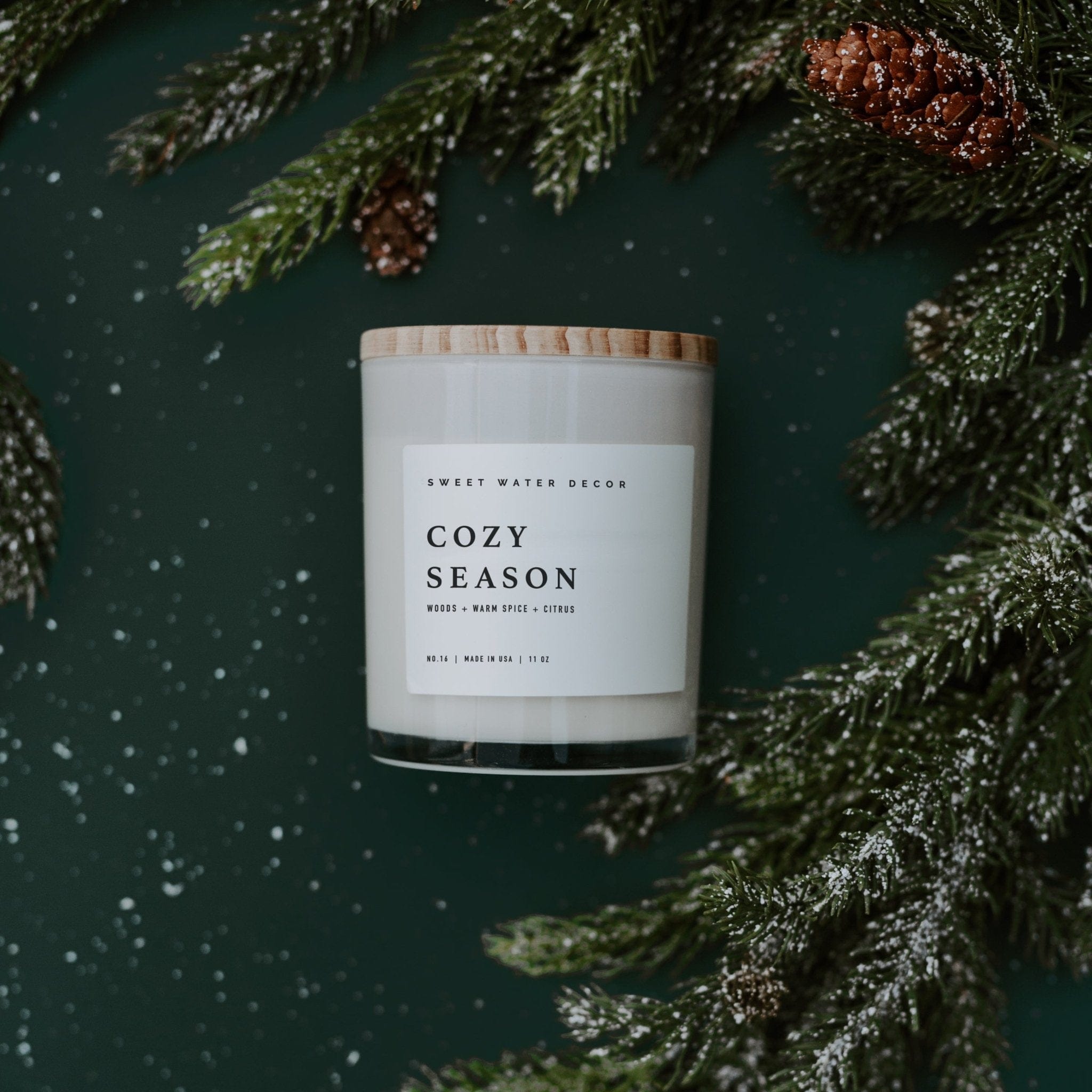 Sweet Water Decor Candles Cozy Season Soy Candle - White Jar - 11 oz