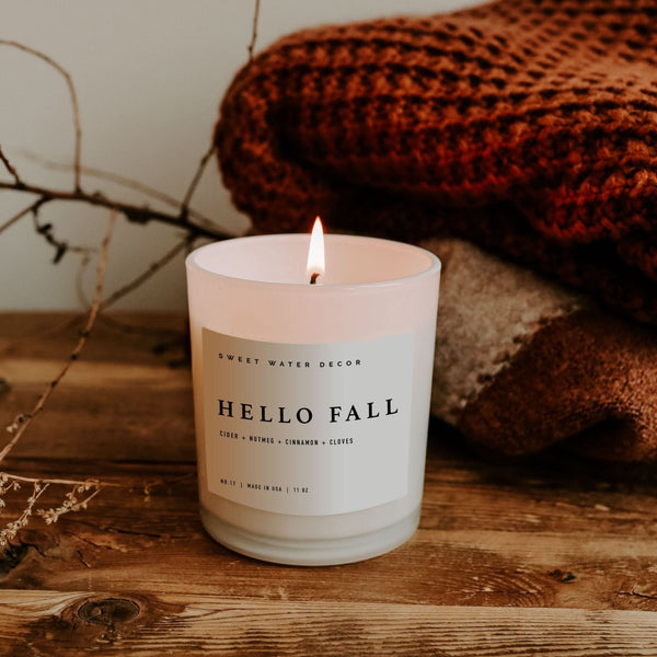 Hello Fall Soy Candle - White Jar - 11 oz - My American Goods