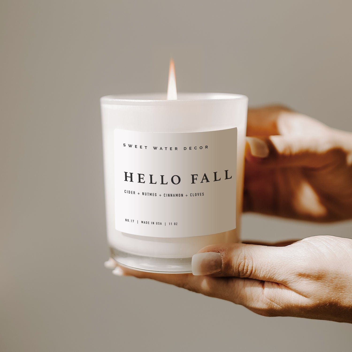 Sweet Water Decor Candles Hello Fall Soy Candle - White Jar - 11 oz