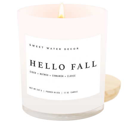 Sweet Water Decor Candles Hello Fall Soy Candle - White Jar - 11 oz
