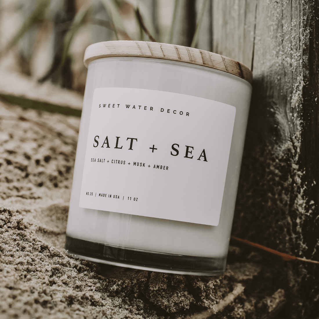Salt and Sea Soy Candle - White Jar - 11 oz