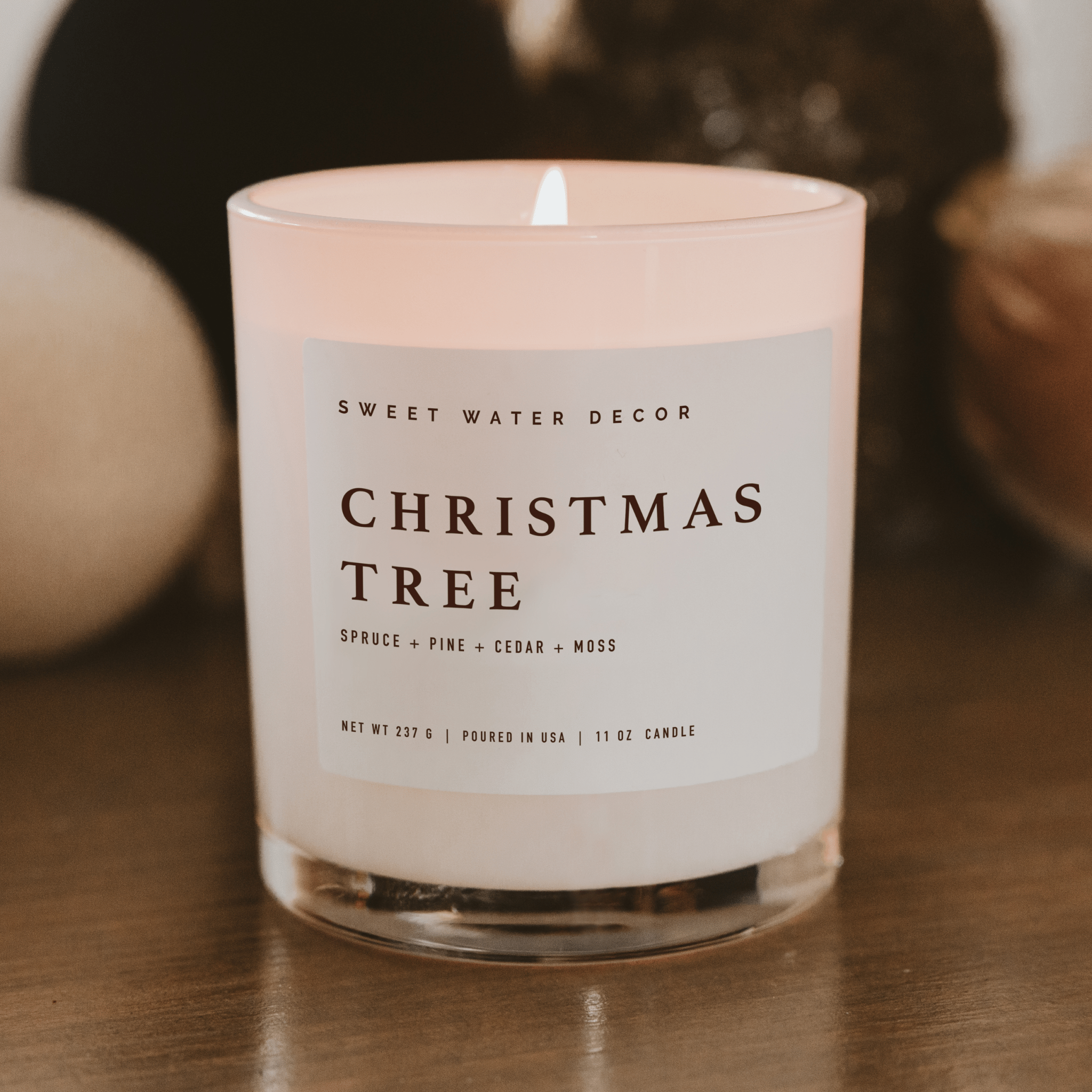 Sweet Water Decor Candles Christmas Tree Soy Candle - White Jar - 11 oz