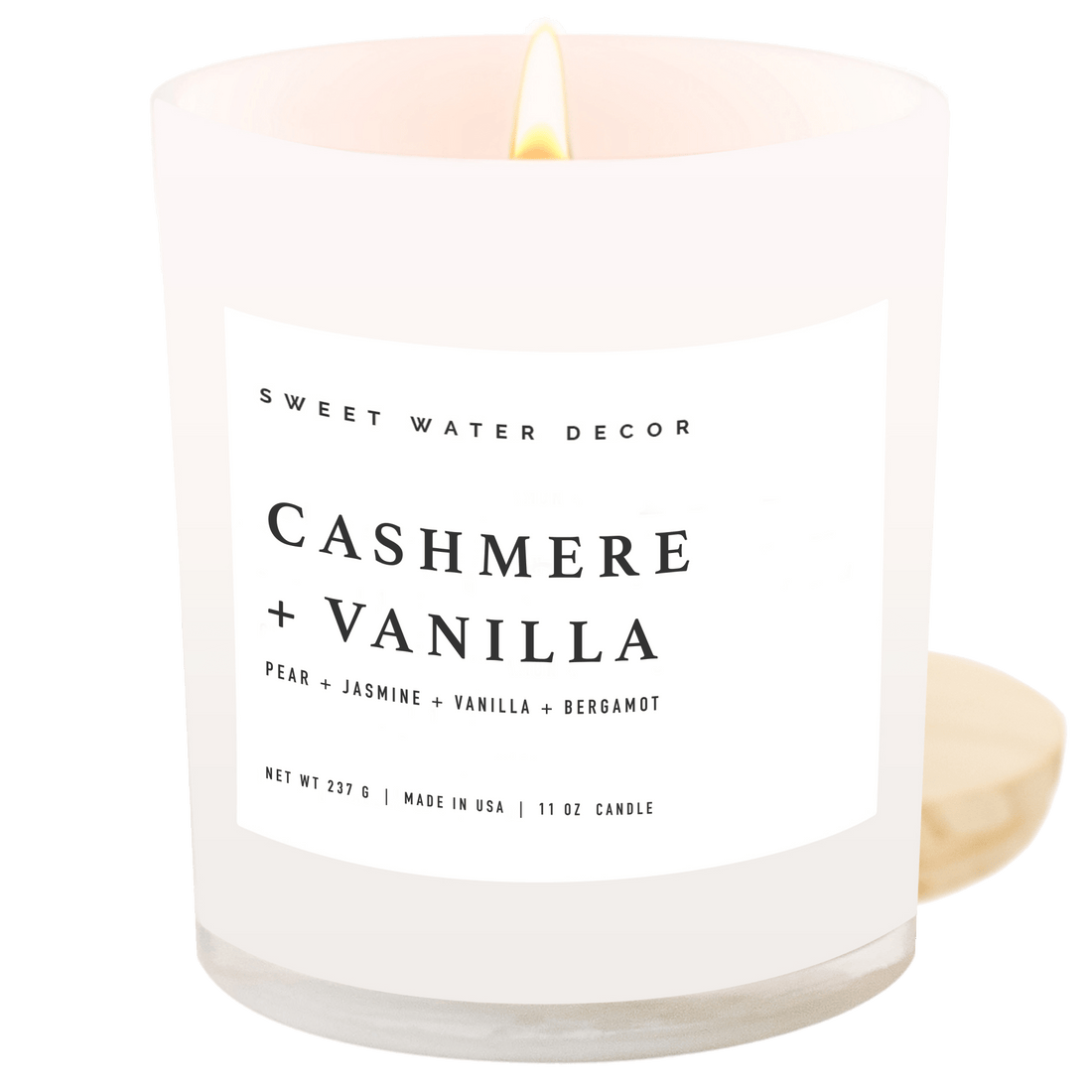 Cashmere and Vanilla Soy Candle - White Jar - 11 oz - My American Goods