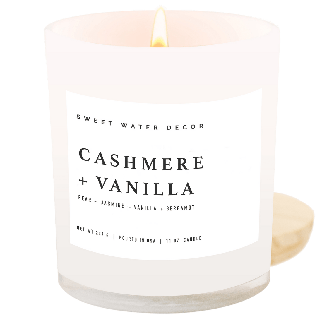 Cashmere and Vanilla Soy Candle - White Jar - 11 oz